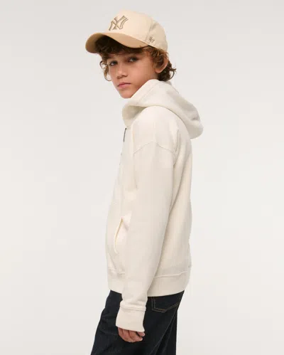 Abercrombie & Fitch Essential Icon Full-zip Hoodie In White
