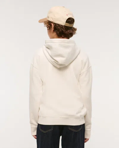 Abercrombie & Fitch Essential Icon Full-zip Hoodie In White