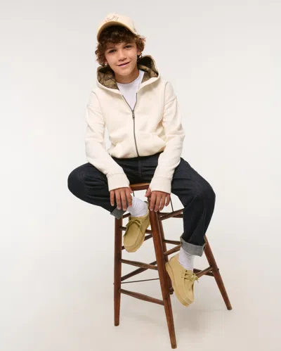 Abercrombie & Fitch Essential Icon Full-zip Hoodie In White