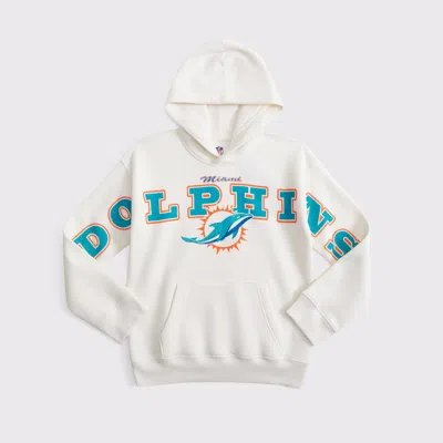 Abercrombie & Fitch Miami Dolphins Graphic Popover Hoodie In White
