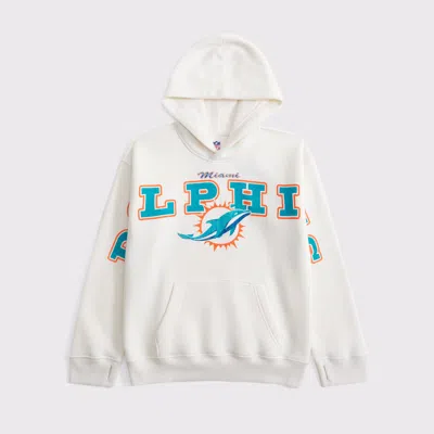 Abercrombie & Fitch Miami Dolphins Graphic Popover Hoodie In White