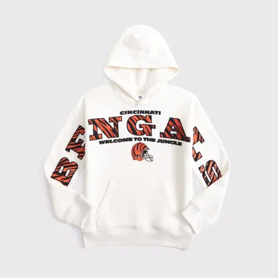 Abercrombie & Fitch Cincinnati Bengals Graphic Popover Hoodie In White