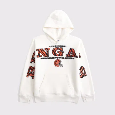 Abercrombie & Fitch Cincinnati Bengals Graphic Popover Hoodie In White