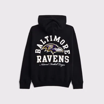 Abercrombie & Fitch Baltimore Ravens Graphic Popover Hoodie In Black