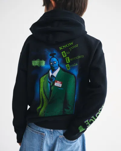 Abercrombie & Fitch Beetlejuice Graphic Popover Hoodie In Black