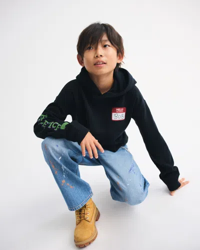 Abercrombie & Fitch Beetlejuice Graphic Popover Hoodie In Black