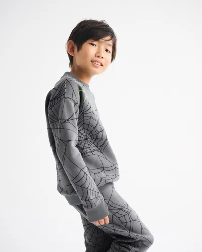 Abercrombie & Fitch Spider Web Glow-in-the-dark Graphic Crew Sweatshirt In Gray