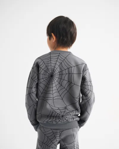 Abercrombie & Fitch Spider Web Glow-in-the-dark Graphic Crew Sweatshirt In Gray