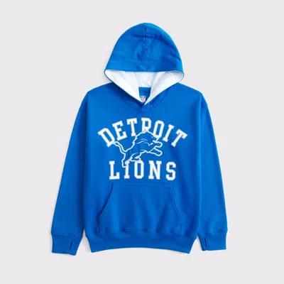 Abercrombie & Fitch Detroit Lions Graphic Popover Hoodie In Blue