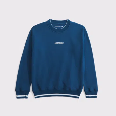 Abercrombie & Fitch Logo Crew Sweatshirt In Blue