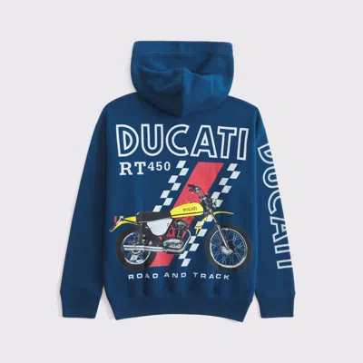 Abercrombie & Fitch Ducati Graphic Popover Hoodie In Blue