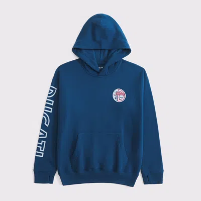 Abercrombie & Fitch Ducati Graphic Popover Hoodie In Blue