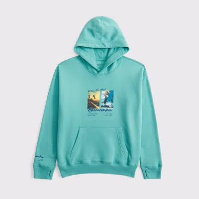 Abercrombie & Fitch Imagery Logo Popover Hoodie In Blue