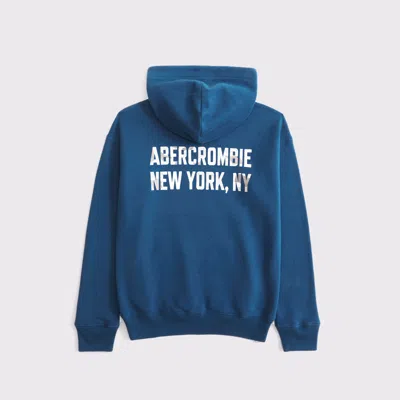 Abercrombie & Fitch Logo Popover Hoodie In Blue