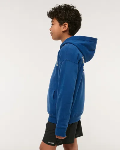 Abercrombie & Fitch Logo Popover Hoodie In Blue