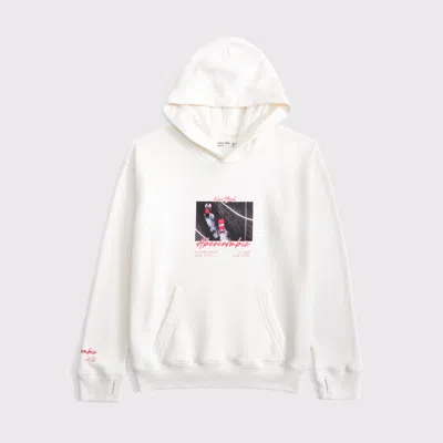 Abercrombie & Fitch Imagery Logo Popover Hoodie In White