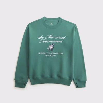Abercrombie & Fitch Memorial Tournament Graphic Crew Sweatshirt In Green