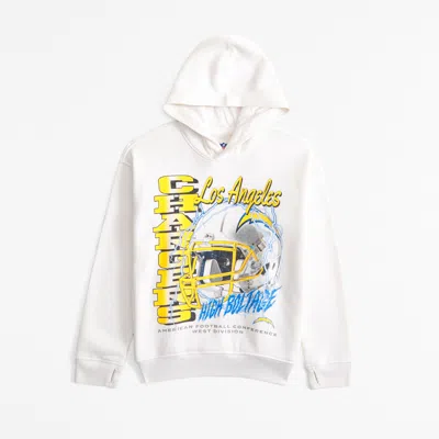 Abercrombie & Fitch Los Angeles Chargers Graphic Popover Hoodie In White
