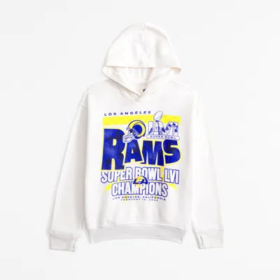 Abercrombie & Fitch Los Angeles Rams Graphic Popover Hoodie In White