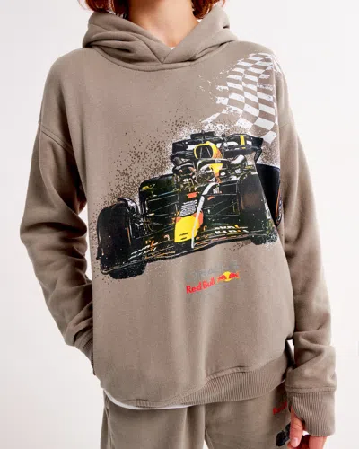 Abercrombie & Fitch Oracle Red Bull Racing Graphic Popover Hoodie In Brown