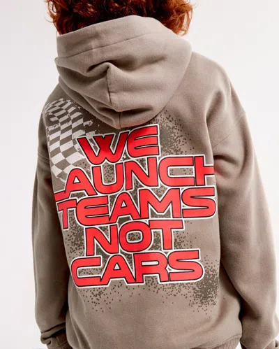 Abercrombie & Fitch Oracle Red Bull Racing Graphic Popover Hoodie In Brown