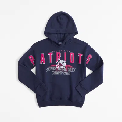Abercrombie & Fitch New England Patriots Graphic Popover Hoodie In Blue