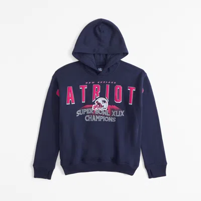 Abercrombie & Fitch New England Patriots Graphic Popover Hoodie In Blue