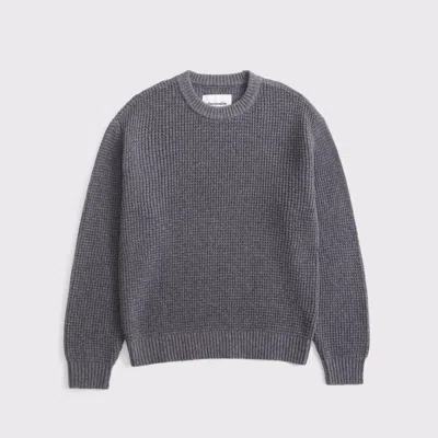 Abercrombie & Fitch Waffle Crew Sweater In Gray