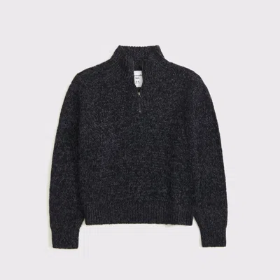 Abercrombie & Fitch Half-zip Mockneck Sweater In Gray