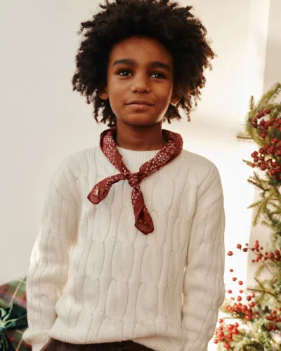 Abercrombie & Fitch Cable Crew Sweater In White