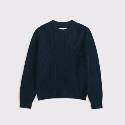 Abercrombie & Fitch Waffle Crew Sweater In Blue