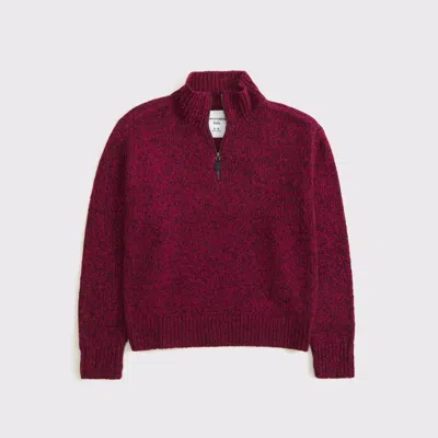 Abercrombie & Fitch Half-zip Mockneck Sweater In Red
