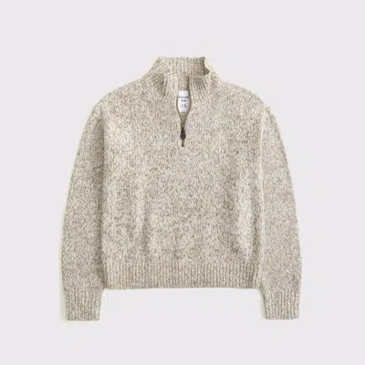 Abercrombie & Fitch Half-zip Mockneck Sweater In Brown