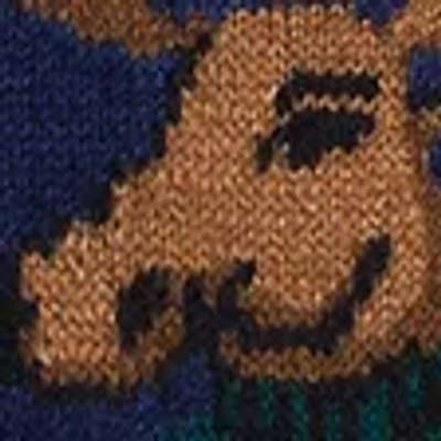 Abercrombie & Fitch Moose Graphic Crew Sweater In Blue