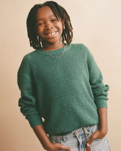 Abercrombie & Fitch Waffle Crew Sweater In Green