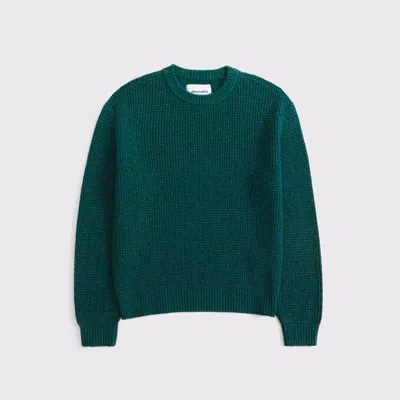 Abercrombie & Fitch Waffle Crew Sweater In Green
