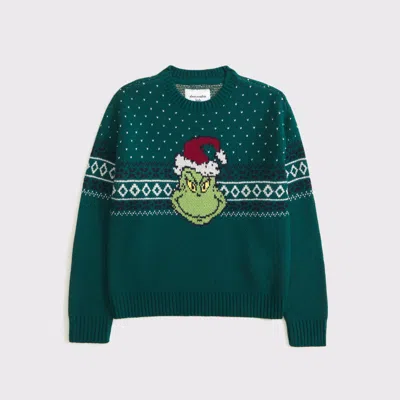 Abercrombie & Fitch The Grinch Graphic Crew Sweater In Green
