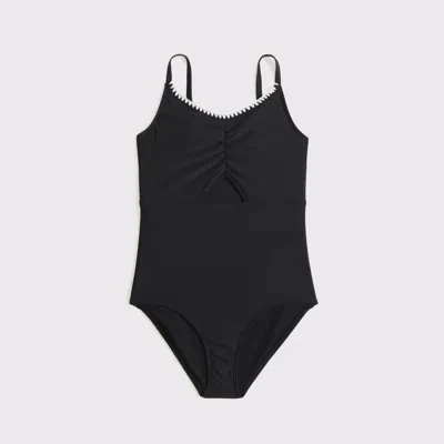 Abercrombie & Fitch Triangle Cinched Cutout One-piece Swimsuit In Black
