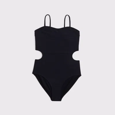 Abercrombie & Fitch Demi Cup Cutout One-piece Swimsuit In Black