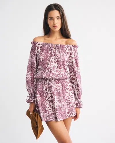 Abercrombie & Fitch Long-sleeve Off-the-shoulder Mini Dress