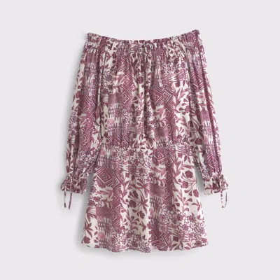 Abercrombie & Fitch Long-sleeve Off-the-shoulder Mini Dress