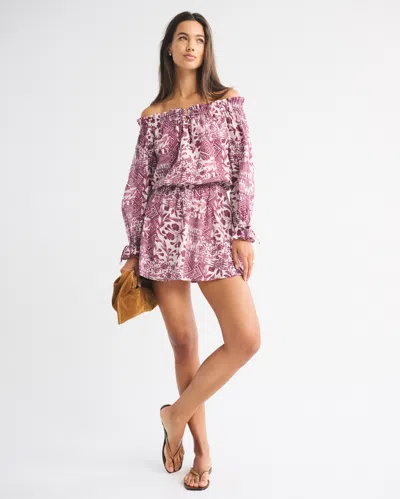 Abercrombie & Fitch Long-sleeve Off-the-shoulder Mini Dress