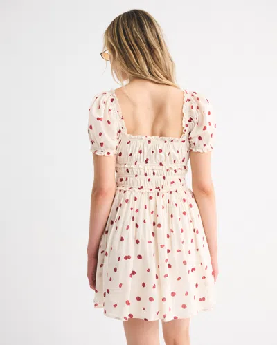 Abercrombie & Fitch Puff Sleeve Smocked Mini Dress In White