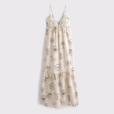 Abercrombie & Fitch Bra-free Clasp-back Flowy Maxi Dress In White
