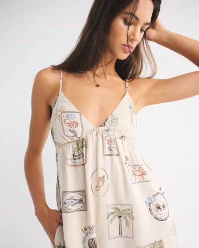 Abercrombie & Fitch Bra-free Clasp-back Flowy Maxi Dress In White