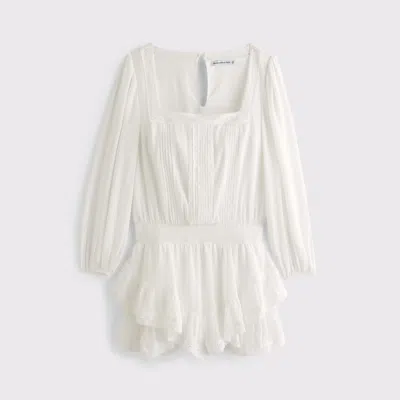 Abercrombie & Fitch Long-sleeve Ruffle Easy Waist Skort In White