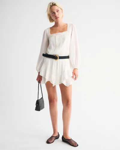 Abercrombie & Fitch Long-sleeve Ruffle Easy Waist Skort In White