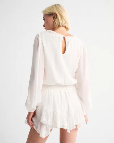 Abercrombie & Fitch Long-sleeve Ruffle Easy Waist Skort In White