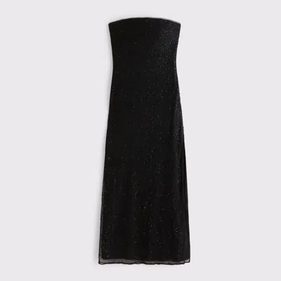 Abercrombie & Fitch Beaded Strapless Maxi Dress In Black