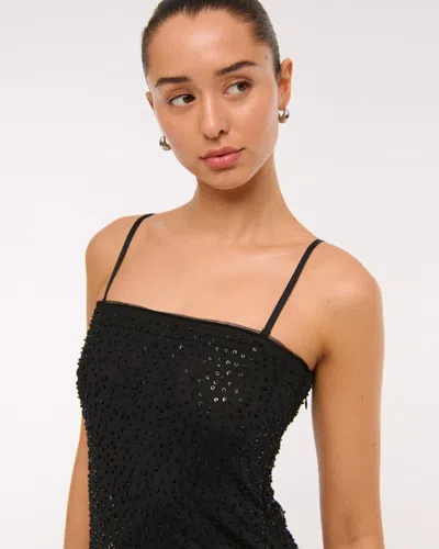 Abercrombie & Fitch Beaded Strapless Maxi Dress In Black